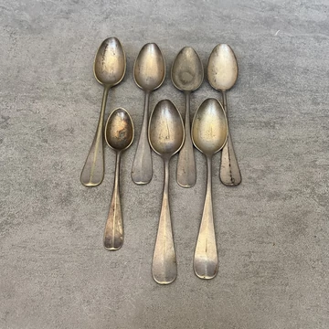 Ezüstözött, alpaka jelzett antik kiskanalak