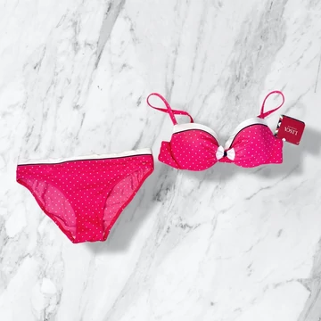 Lisca Ischia pink-fehér pöttyös, push-up bikini 38/B