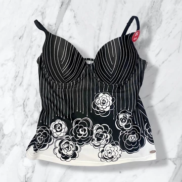 Lisca Vivien fekete-fehér csíkos push-up fürdőruha felső top 44/B