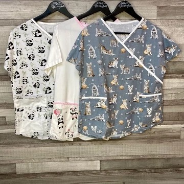 Mintás orvosi/ápoló vászon felső szett S-M