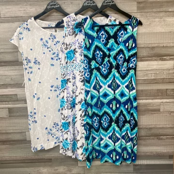 Türkizkék-fehér női ruha szett L-XL