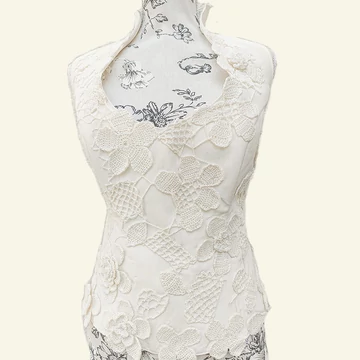Törtfehér/ekrü horgoltmintás esküvői felső L-XL