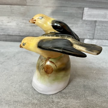 Bodrogkeresztúri festett madármintás kerámia dísz