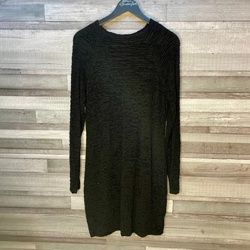 Fekete elegáns női hosszú ujjú ruha XL