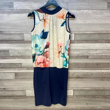 Blue Nature virágmintás sötétkék ujjatlan ruha L