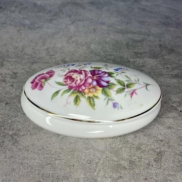 Hollóháza Hungary, Hollóházi Hajnalka virágos porcelán ékszertartó