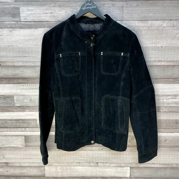 Inextenso fekete velúrbőr jellegű kabát XL