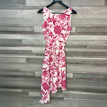 Rouge aszimmetrikus pink mintás elegáns ruha S