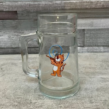 Retro vadászó tigris mintás üveg söröskorsó