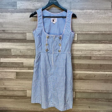 M.S. Trachten kék kockás népies ruha 38