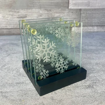 Karácsonyi üveg poháralátét szett