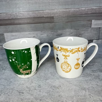 Karácsonyi rénszarvas, karácsonyfa dísz mintás bögre szett Karácsonyi rénszarvas, karácsonyfa dísz mintás bögre szett