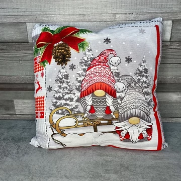 Karácsonyi szánkós manómintás díszpárna Karácsonyi szánkós manómintás díszpárna