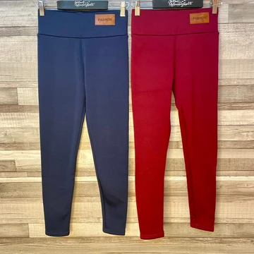 Fashion kék, bordó bundás téli leggings szett S