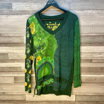 Desigual zöld mintás hosszú ujjú felső L-XL Desigual zöld mintás hosszú ujjú felső L-XL
