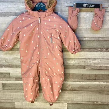 H&amp;amp;M mályva színű bélelt kislány overál kesztyűvel 86