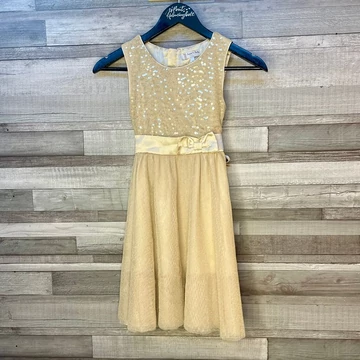 Smart and Pretty arany-bézs csillogós kislány alkalmi ruha 134