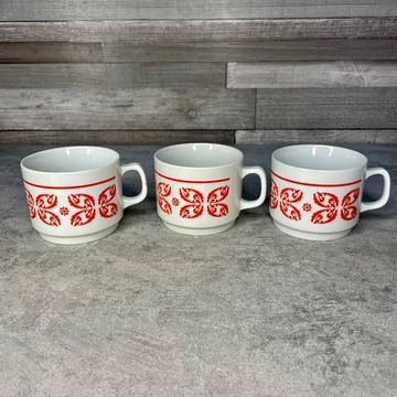 Zsolnay Pécs piros stilizált bögre szett