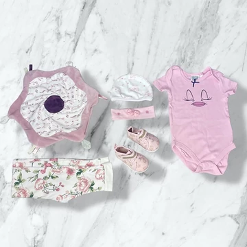 Rózsaszín kislány ruha, kiegészítő csomag 62-68