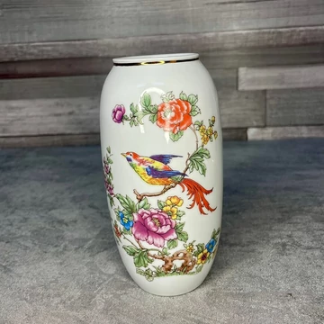 Hollóháza Hungary, Hollóházi virágmintás, madaras porcelán váza