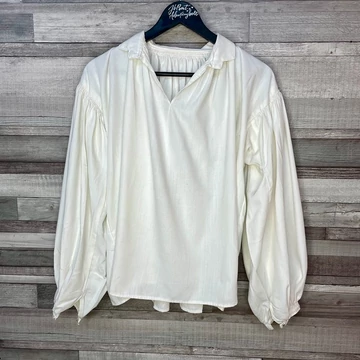 Népies jellegű fehér blúz M-L