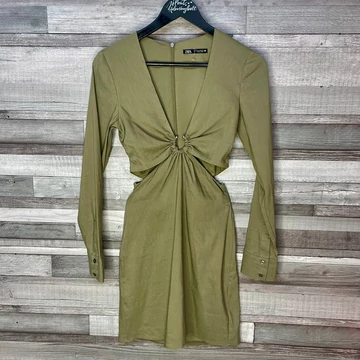 Zara khakizöld extravagáns női ruha XS