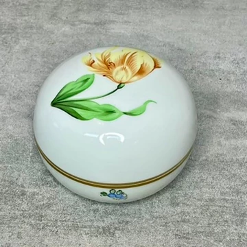 Herendi porcelán virágmintás gömb alakú bonbonier