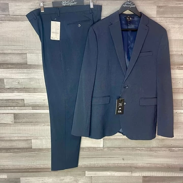 C&amp;A Flex on the go sötétkék csíkos öltöny szett 50-52