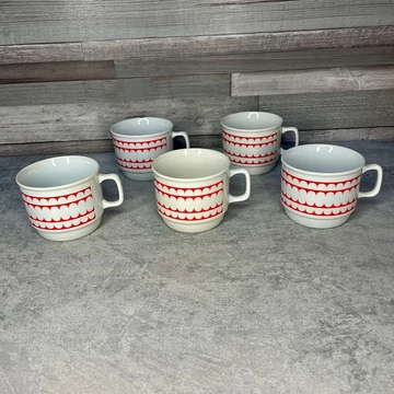 Zsolnay Pécs retro piros-fehér bögre szett