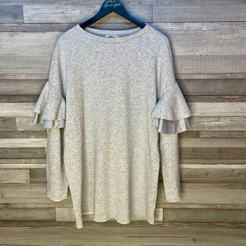 H&amp;M szürke fodros ujjú tunika M