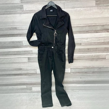 Fekete hosszú ujjú farmer overál M