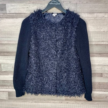 BwKids sötétkék szőrmés patentos lány pulóver 164