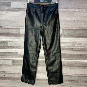 Mango fekete bőrhatású nadrág S