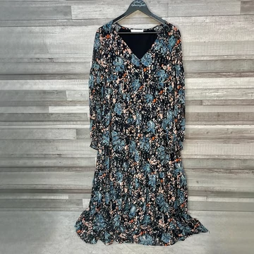 Promod kék mintás hosszú ujjú lenge ruha 38