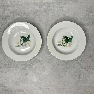 Retro ló mintás porcelán mélytányér szett