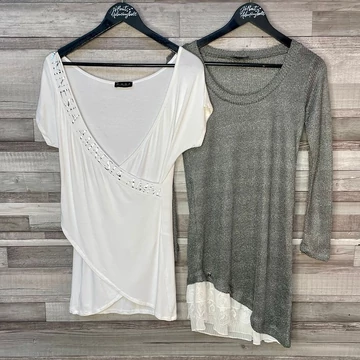 Amnesia Eva Prokai fehér felső, kötött csillogós pulóver szett 28-as 