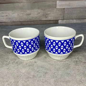 Czechoslovakia kék mintás porcelán bögrék