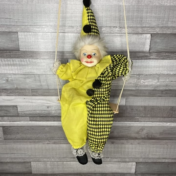 Retro sárga bohóc báb figura