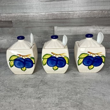 Szilvás kerámia fűszertartó szett