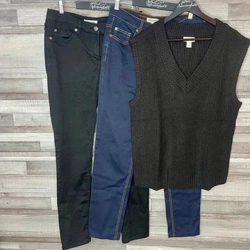 Bonprix farmernadrág, kötött mellény csomag 40