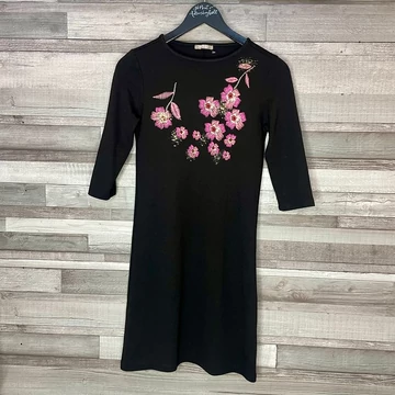 Orsay fekete pink virágos elegáns ruha 34