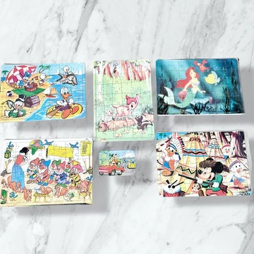 Disney Hófehérke, Bambi, Mickey, Ariel retro kirakós játék szett