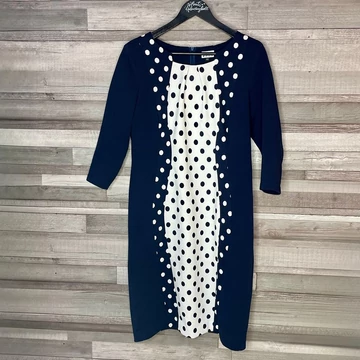 Pola sötétkék-fehér pöttyös alkalmi ruha 44