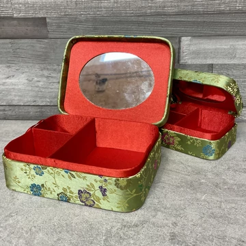 Retro zöld tükrös ékszerdoboz