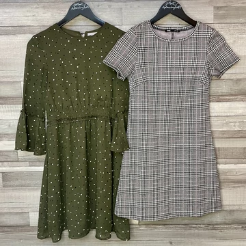 H&amp;amp;M pöttyös ruha, Sinsay fekete-fehér-szürke ruha szett XS