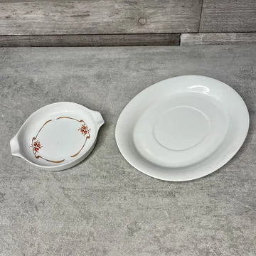 Alföldi porcelán hecsedli mintás, fehér tányérka szett