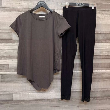 Reserved, Esmara szürke póló és fekete leggings szett S 