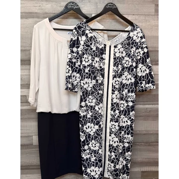 Pola női elegáns kék- fehér ruha szett 42