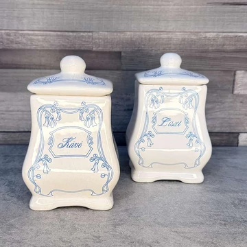 Porcelán retro kávé és liszt tartó 