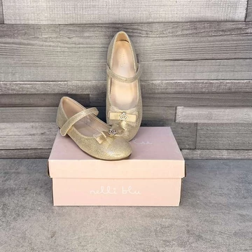 Nelli Blu aranyozott-csillogó kislány balerinacipő 32